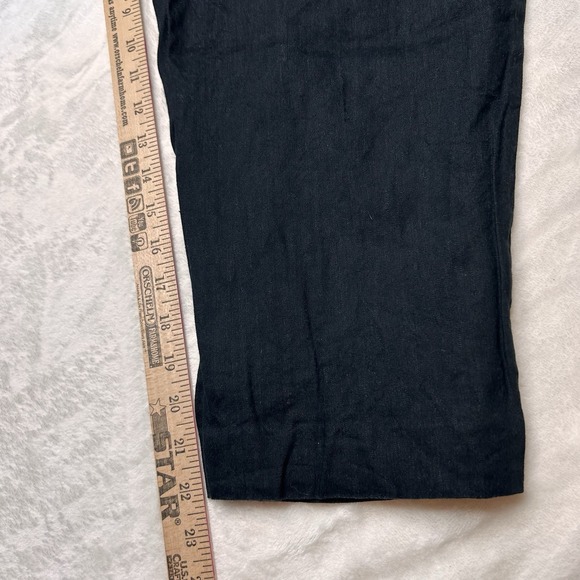J Jill Linen Stretch Womens Large Black‎ Linen Blend Stretch Crop Leg Pants Boho - Picture 8 of 9
